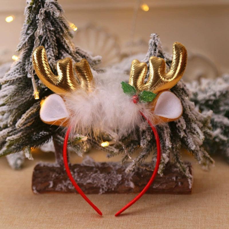 Christmas Antlers Bell Head Button – Holiday Headwear Decoration - ClubOn