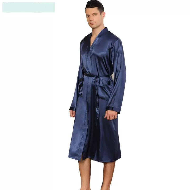 Men's Cardigan Nightgown Loose Robe – Long-Sleeved Comfort - ClubOn