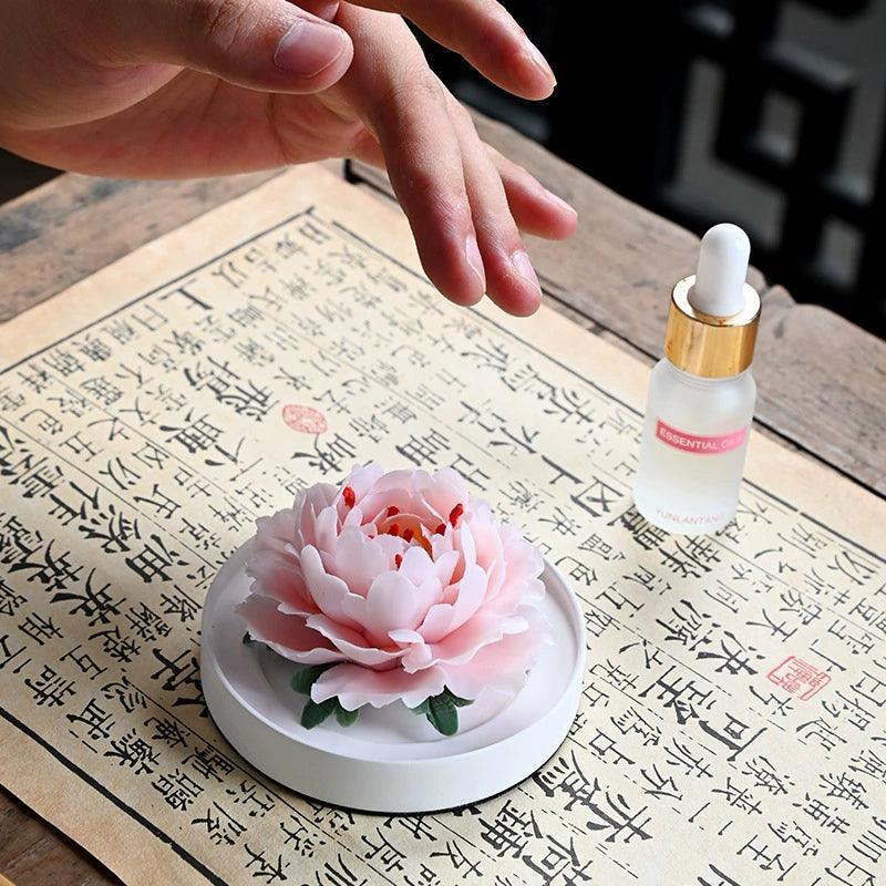 Peony Porcelain Aromatherapy Diffuser – Hand-Kneaded Fireless Stone - ClubOn
