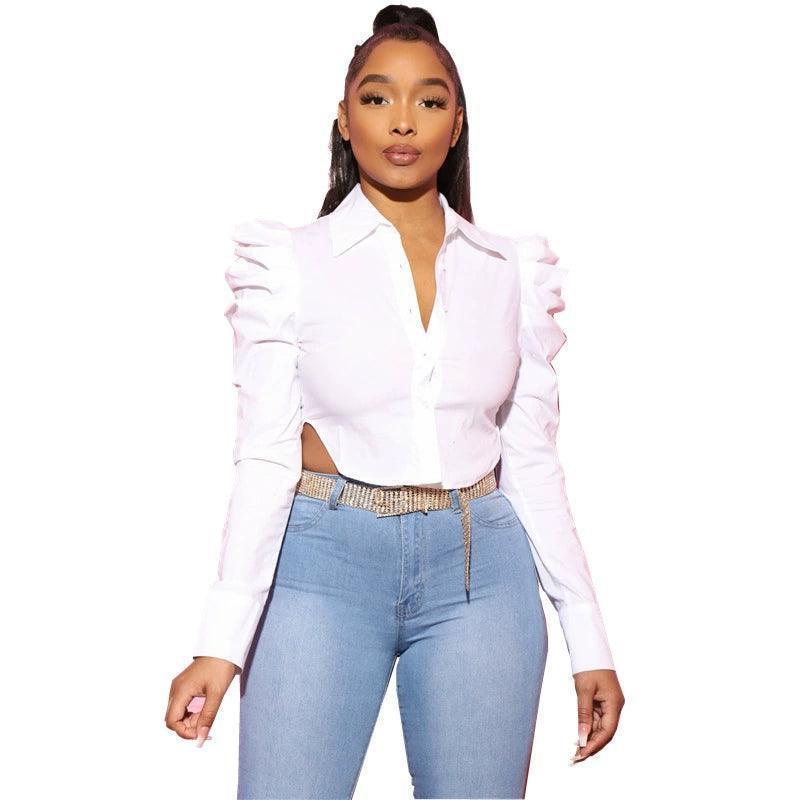 Shirt Blouse Crop Top – Elegant Street Women’s Shirt Tops - ClubOn