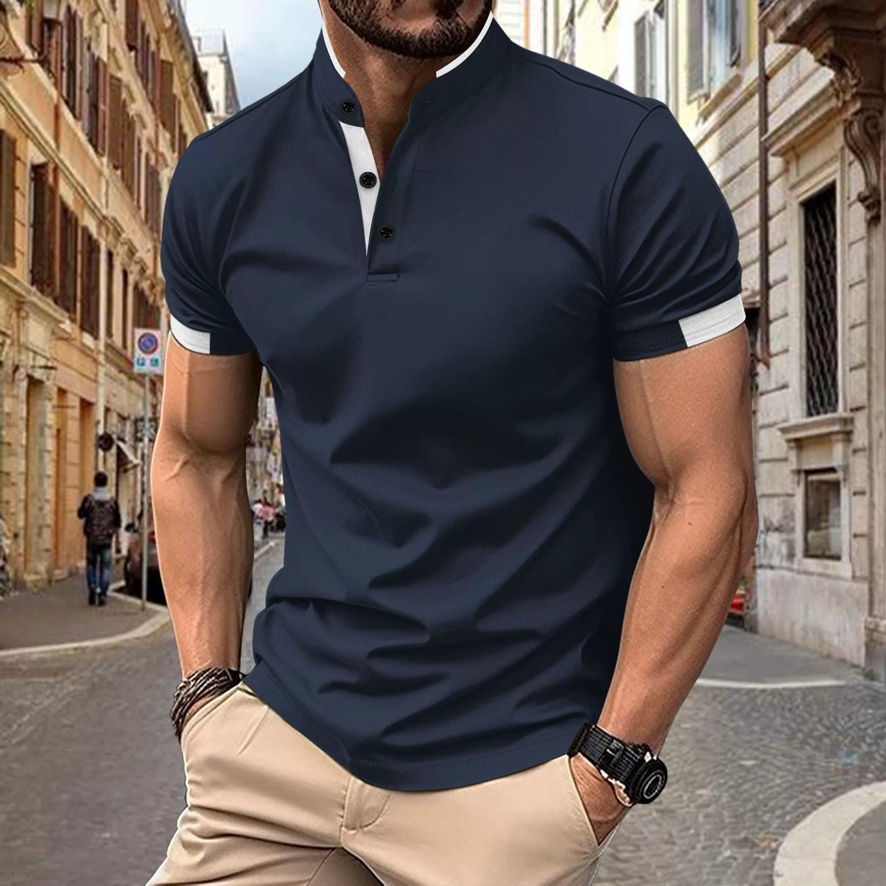 Men’s Henley Collar Sports POLO Shirt – Cross-Border Fast Sale - ClubOn
