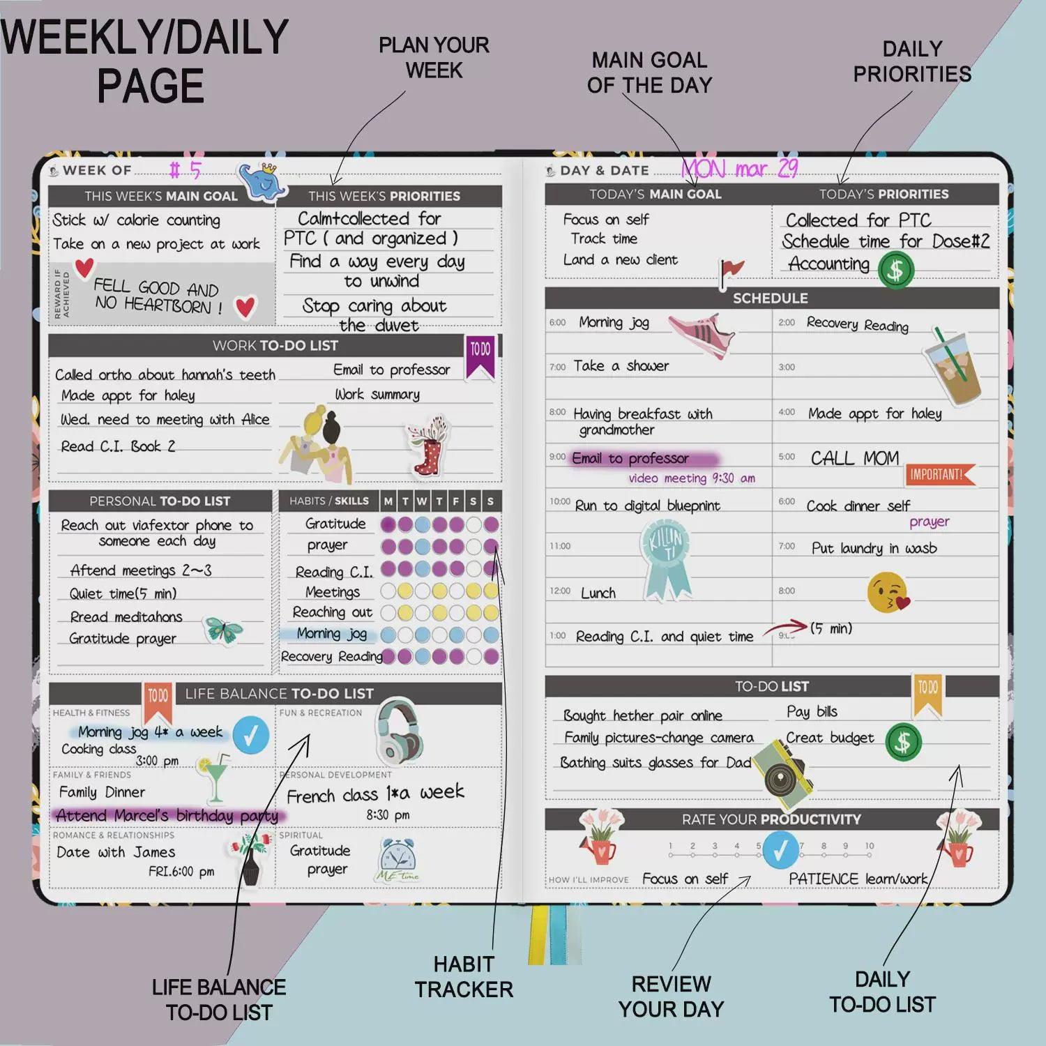 Agenda Planner Notebook – Undated Weekly Planner & Diary - ClubOn