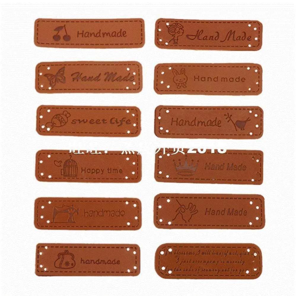 12/10Pcs Handmade PU Leather Labels – Clothing Tags for DIY - ClubOn