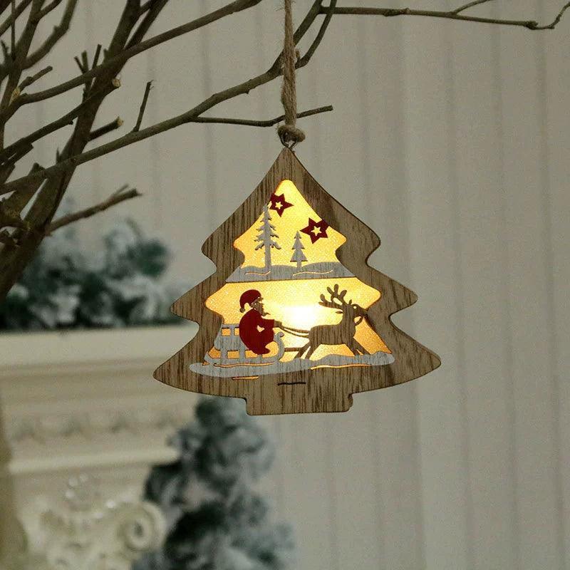 Log Painted Luminous Wood Ornaments | Christmas Tree Decor - ClubOn