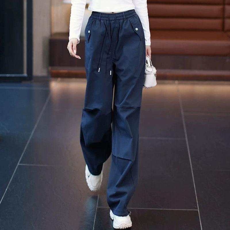 American Straight Overalls - Women's High-Waisted Wide-Leg Trousers - ClubOn