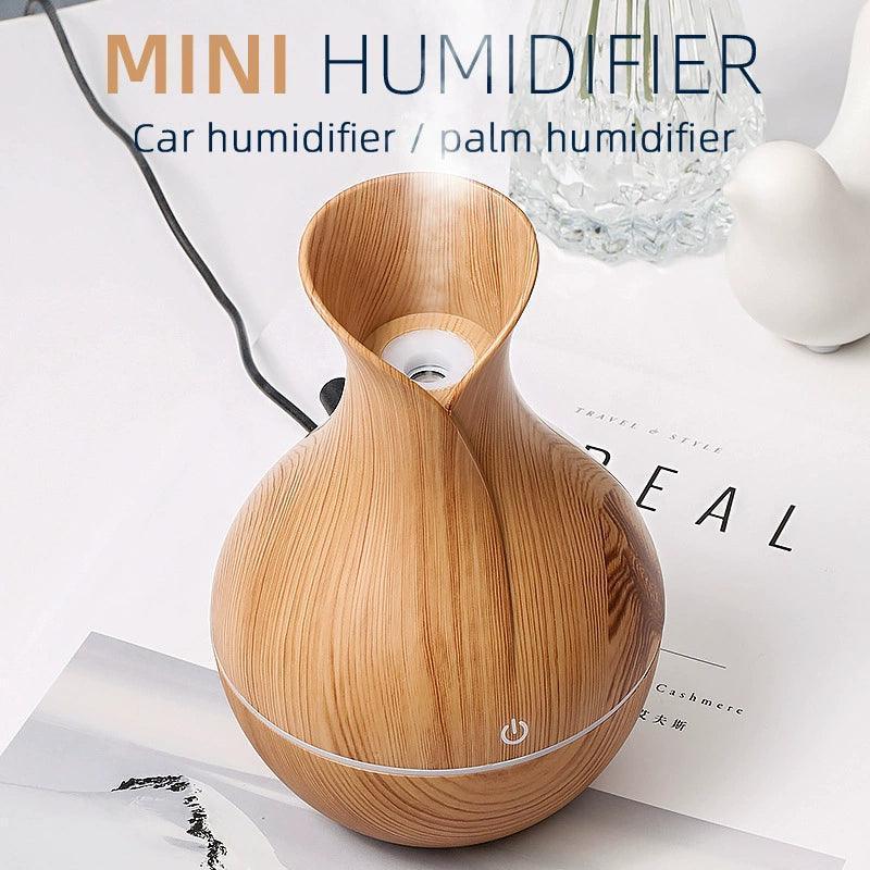 Wood Grain Air Humidifier & Aromatherapy Diffuser – Silent, Large Fog - ClubOn