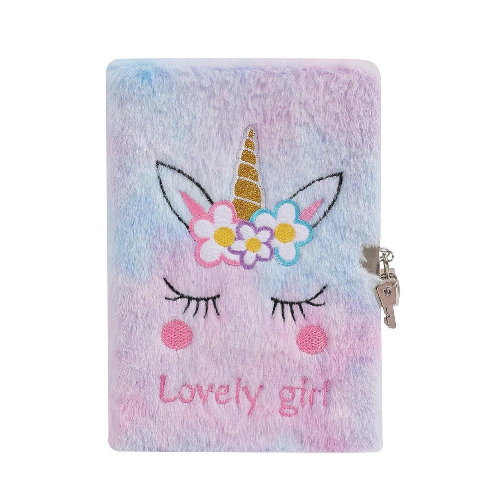 Plush Notebook with Lock – Unicorn A5 Journal & Diary - ClubOn
