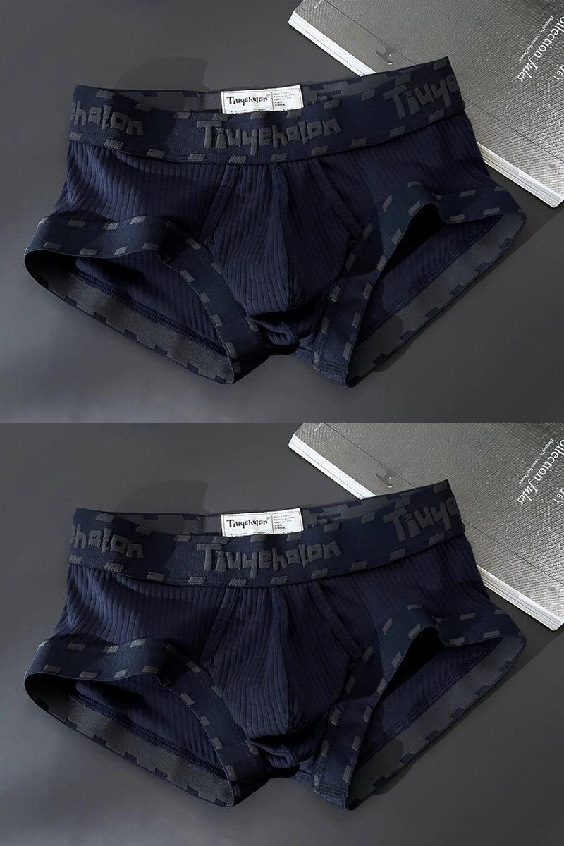 Men's Ribbed Cotton Boxer Briefs - U-Bulge Design, Breathable & Comfortable - ClubOn