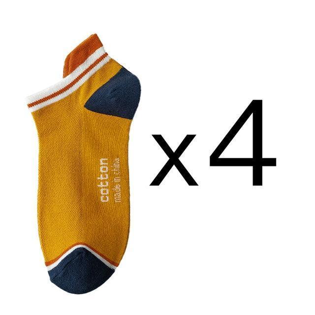 4 Pairs Cotton Men’s Short Socks – Fashionable, Breathable Ankle Socks - ClubOn