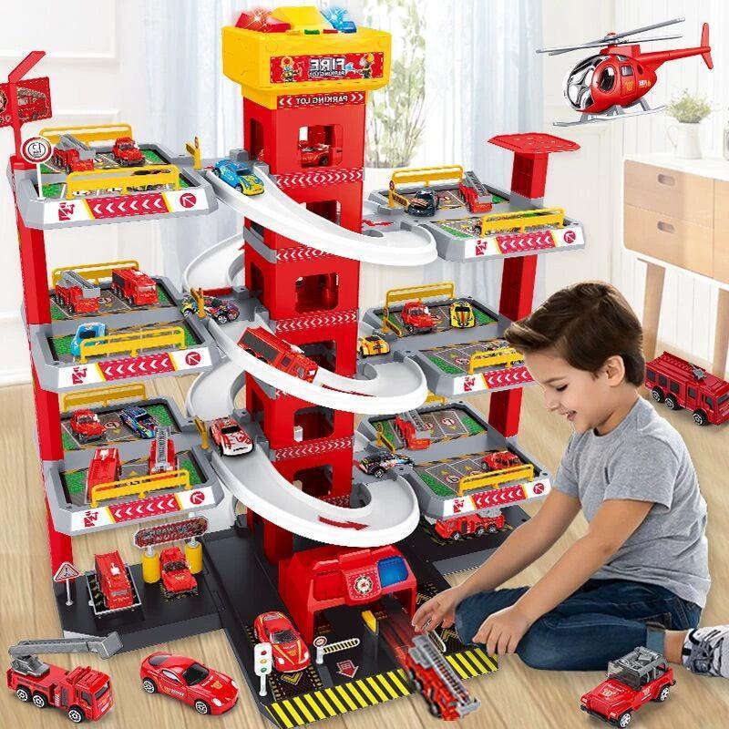 Mulsan Track Car Parking Lot Toy – Fire Rescue Set for Boys - ClubOn