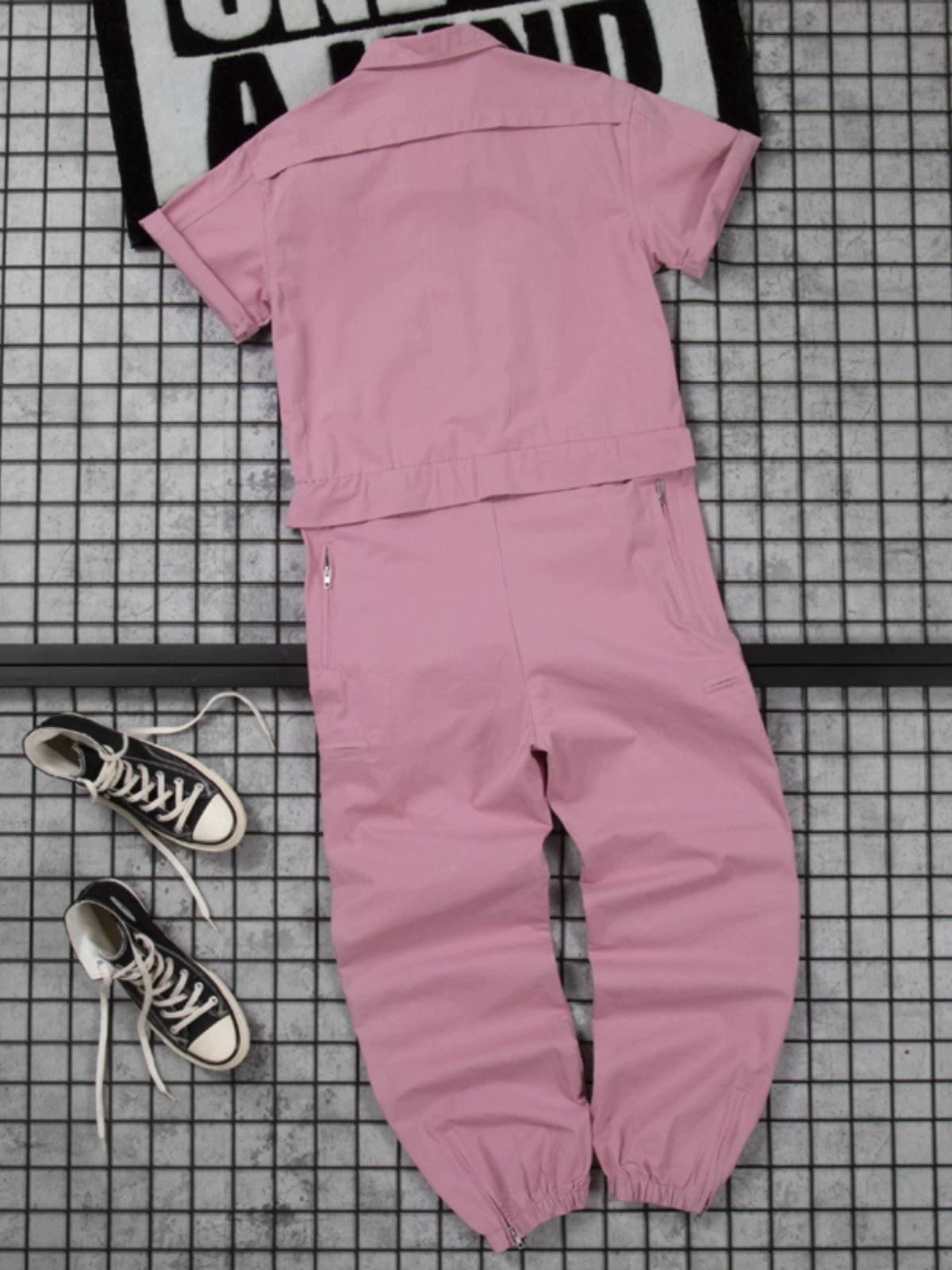 Men’s Workwear Jumpsuit – Trendy Brand, Short-Sleeved Suspenders Suit - ClubOn