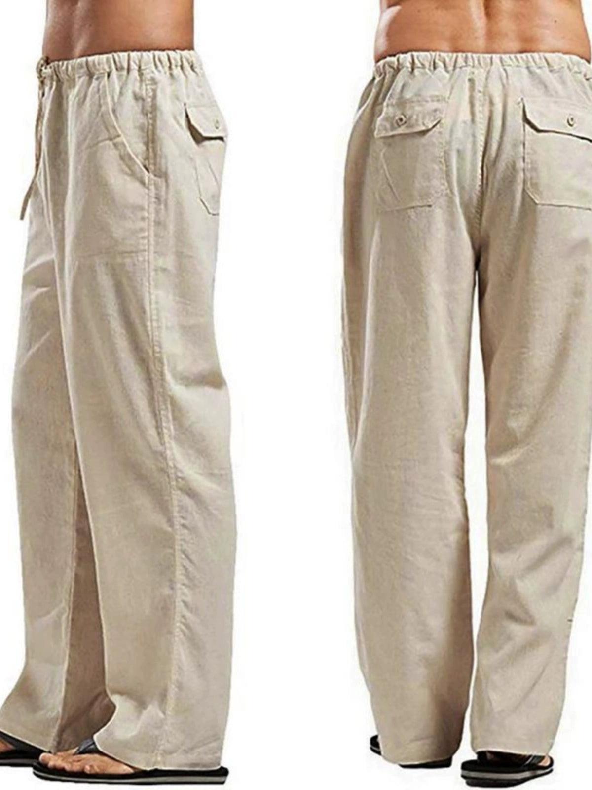 Solid Color Lace-Up Wide Leg Pants for Men – Casual & Trendy - ClubOn