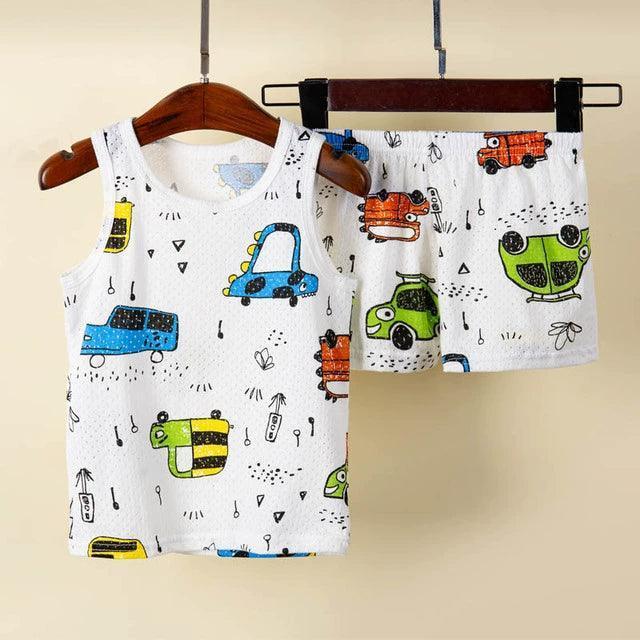 Boy & Girl Summer Sleeveless Cotton Vest Pajamas Set - ClubOn