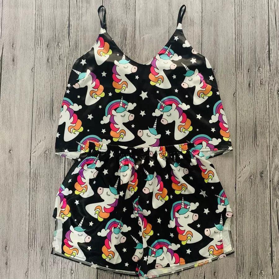 Printed Spicy Girls Shorts Pajama Set - Fun & Flirty Suspenders - ClubOn