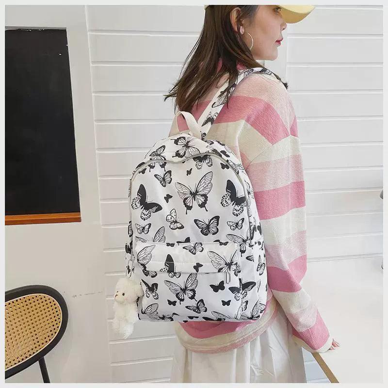 Women’s Graffiti Butterfly Cow Print Backpack – Trendy & Stylish - ClubOn