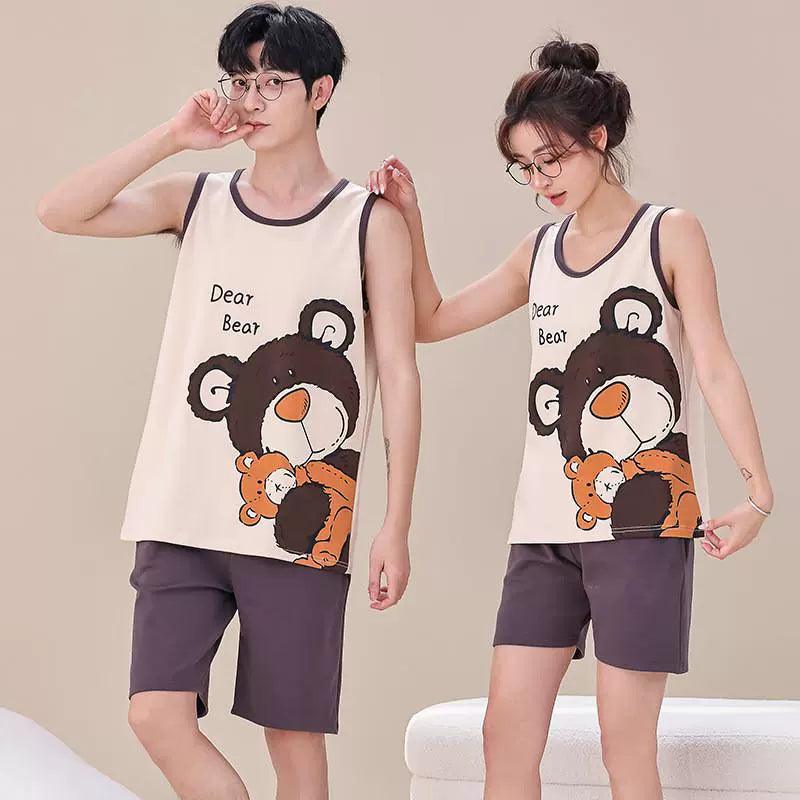 Township Summer Couple Pajamas Knitted Cotton Vest - ClubOn