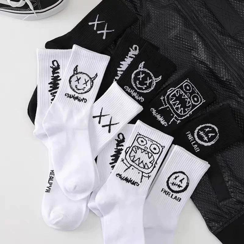 Men's Cartoon Cotton Hip-Hop Funny Long Socks - ClubOn