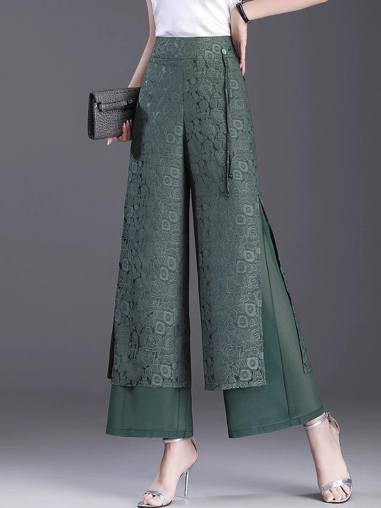 Chinese Style High-Waist Split Pants for Women - ClubOn