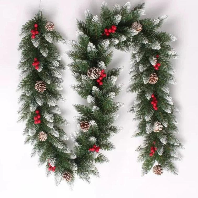 Rattan Christmas Wreath with Pine Cones & Red Fruit – Holiday Décor - ClubOn