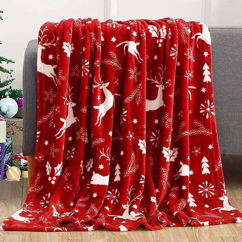 Christmas Throw Blanket 2024 – Flannel Snowflake & Gingerbread Design - ClubOn