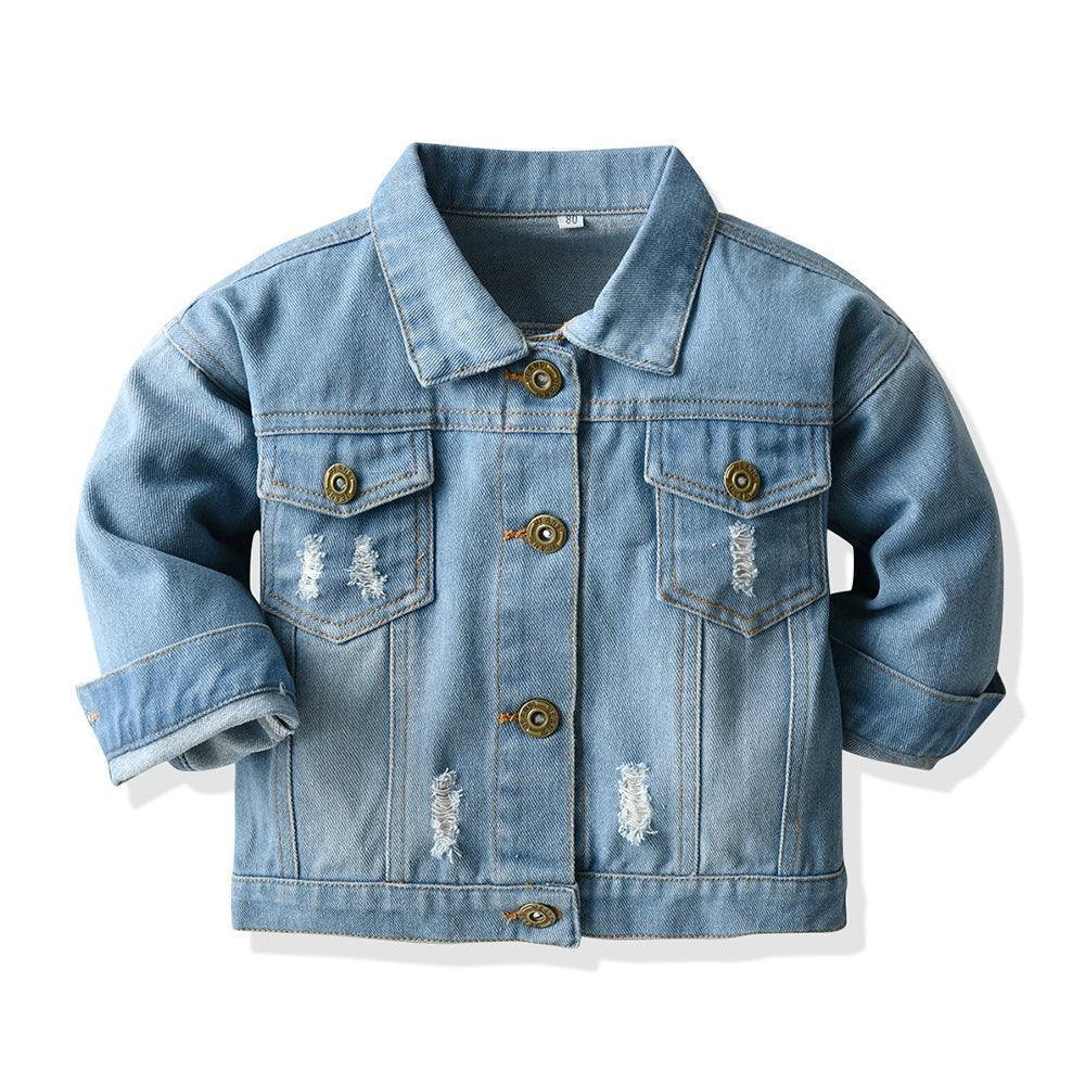 Spring Autumn Baby Girls Denim Jackets with Flowers - ClubOn