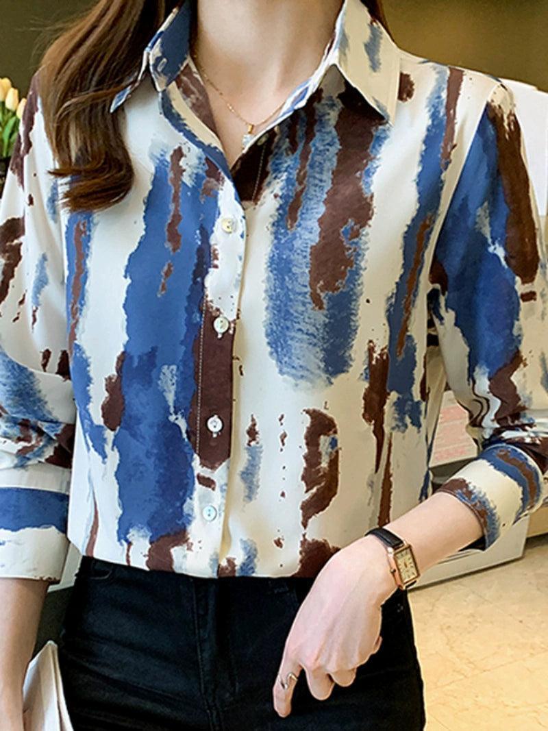 Hong Kong Style Retro Printed Shirt for Women - ClubOn