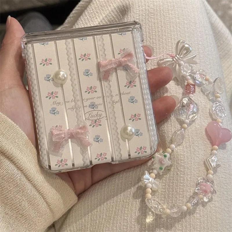 Pink Love High-End DIY Mobile Phone Chain – Bow Pendant with Beads - ClubOn