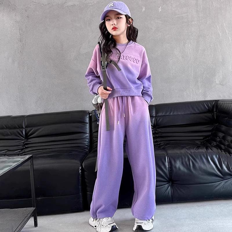 High-End Girls' Western Style Sweatshirt Set - ClubOn