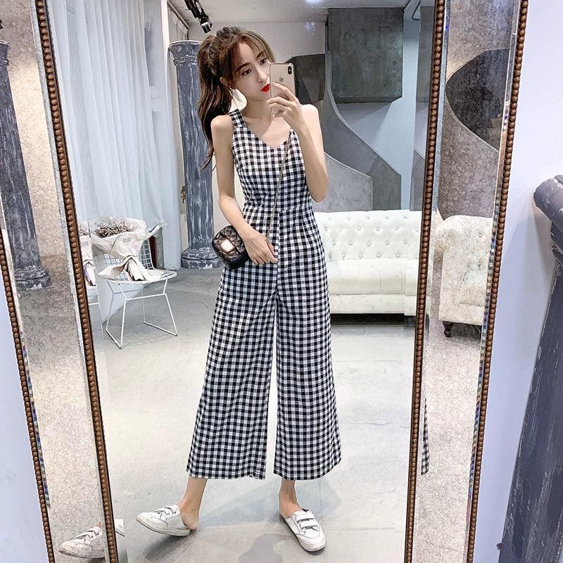 Korean Style High-Waist Wide-Leg Jumpsuit for Women - ClubOn