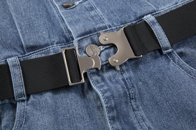 Men’s Spring & Summer Workwear Jumpsuit – Trendy Solid Color Denim One-Piece - ClubOn