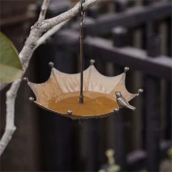 Elegant Umbrella Bird Bath Bowl with Hook – Feeder & Seed Holder - ClubOn
