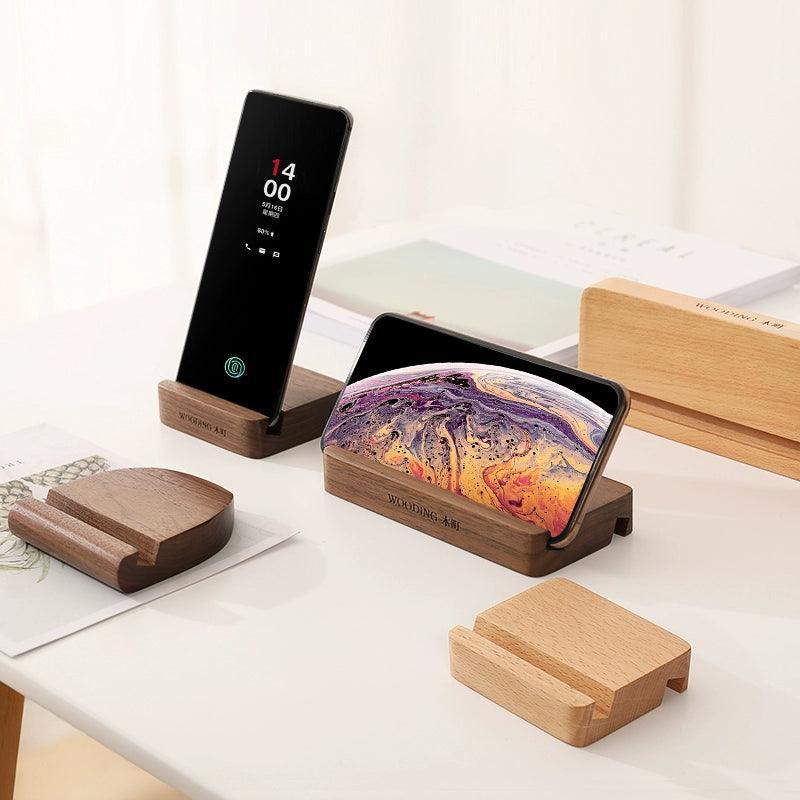 Creative Solid Wood Mobile Phone & Tablet Holder – Black Walnut & Beech - ClubOn