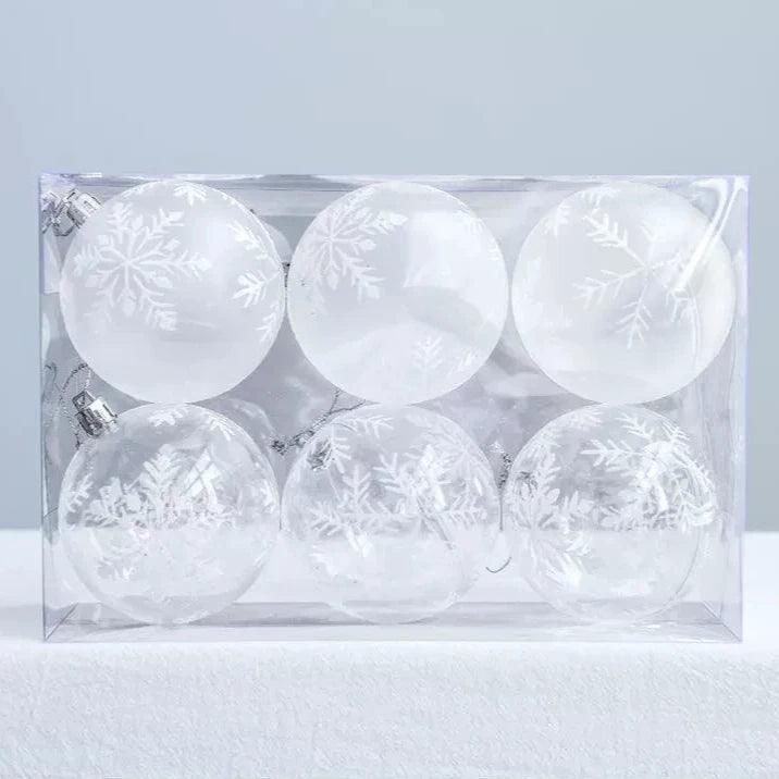 5.5cm Transparent Snowflake Christmas Decoration Ball - ClubOn