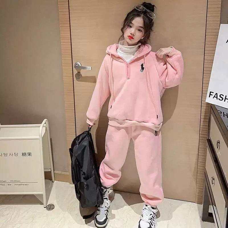 Girls' Velvet Suit – New Autumn & Winter Children's Sports Set - ClubOn