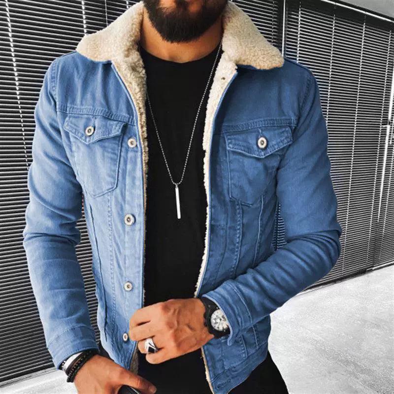 Men’s Lamb Wool Denim Jacket – Warm Winter Denim Jacket - ClubOn