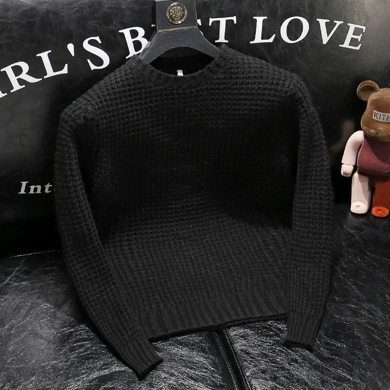 Men's Round Neck Thick Sweater - Autumn & Winter Lazy Style Knit - ClubOn