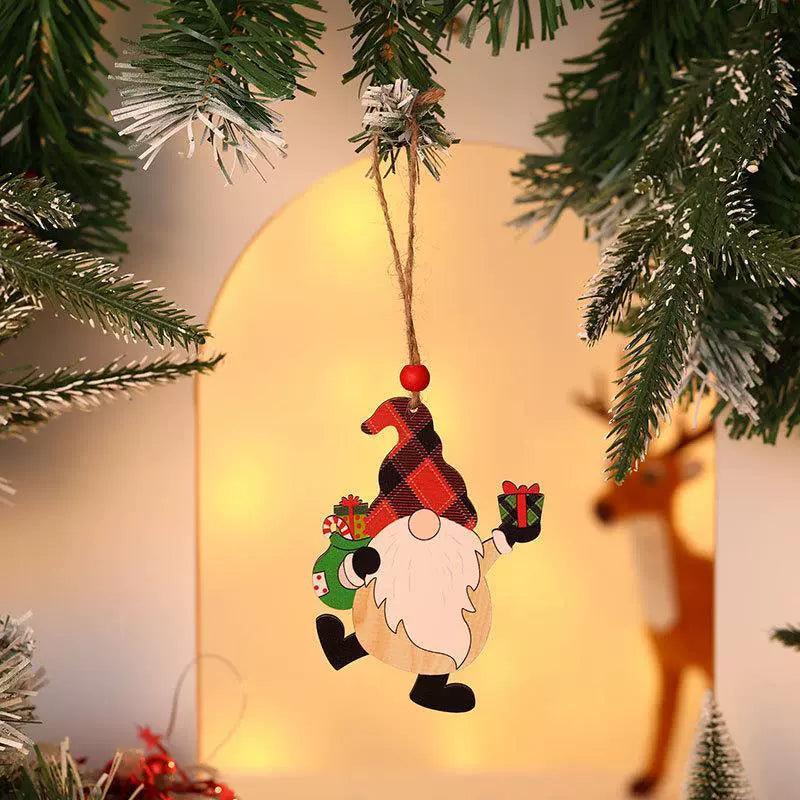 Wooden Faceless Elderly Pendant | Unique Christmas Tree Decoration - ClubOn