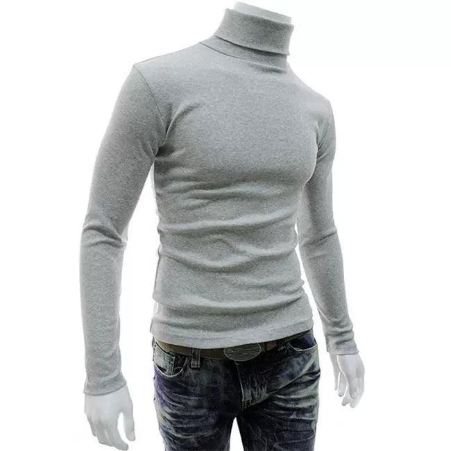 Men's High Neckline Pullover – Classic Long Sleeve Sweater for Fall & Winter - ClubOn
