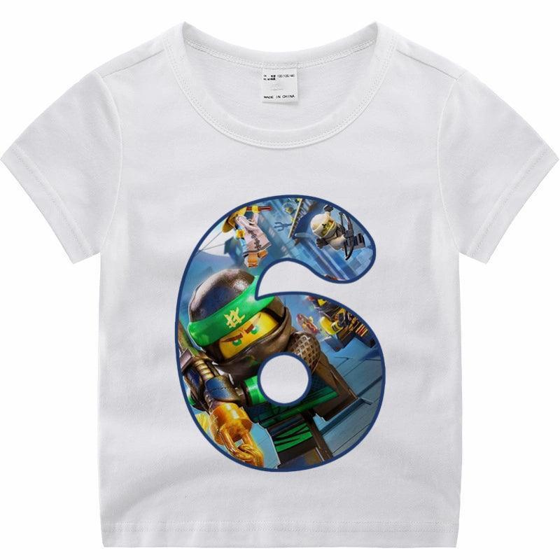 Ninjago Birthday Number T-Shirt – Cartoon Ninja Birthday T-Shirt for One-Year-Old Children - ClubOn