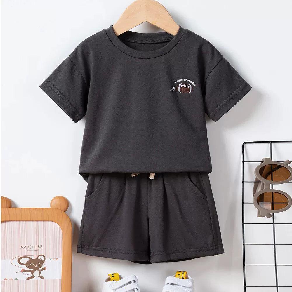 Summer Children 2pcs Set - Boys Short Sleeve Rugby T-Shirt & Shorts - ClubOn