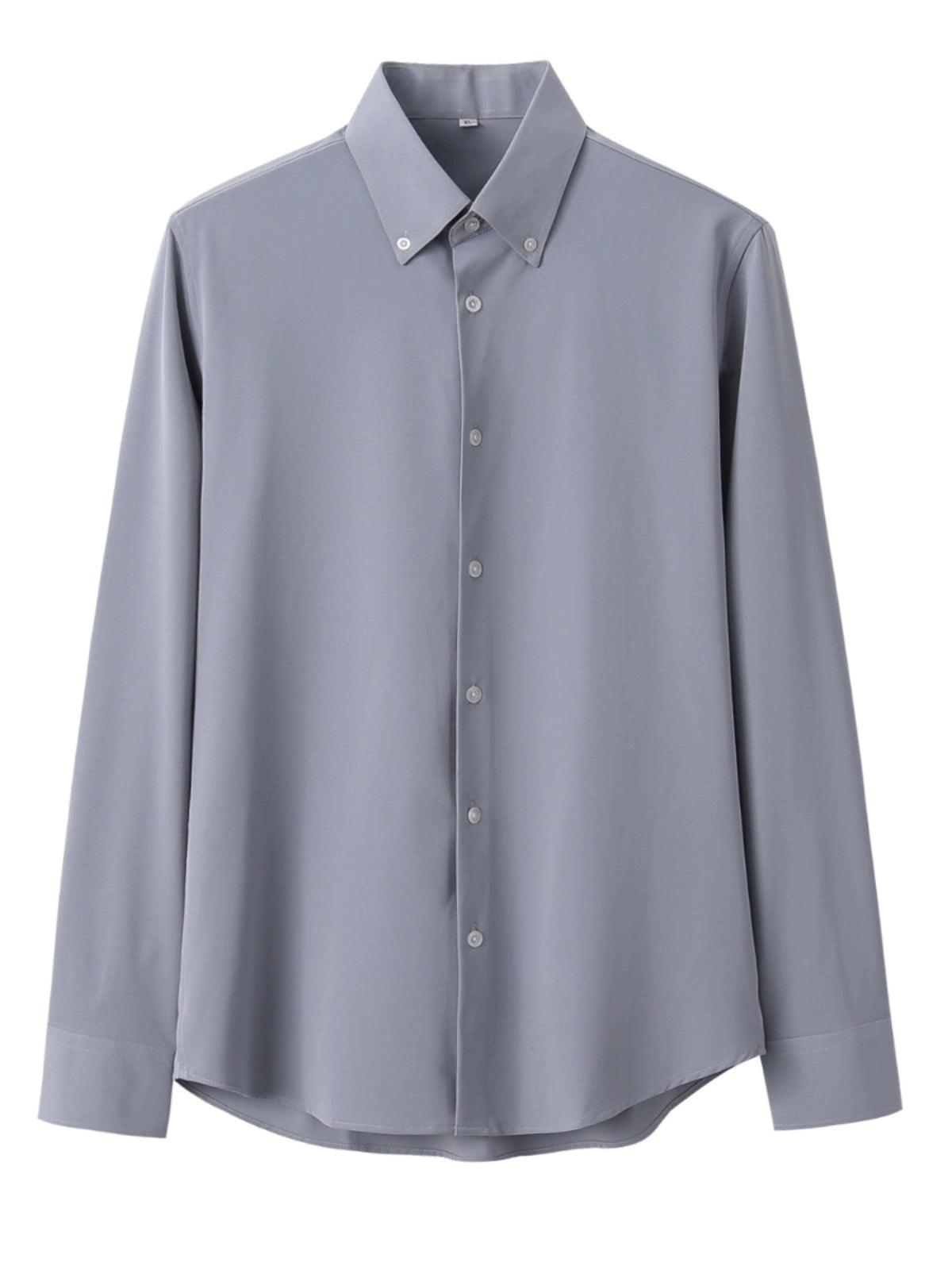 Mr. Lu San's Homemade Business Solid Color Large Pointed Collar Shirt Young British Style Slim Non-Iron Shirt Men's Trend - ClubOn