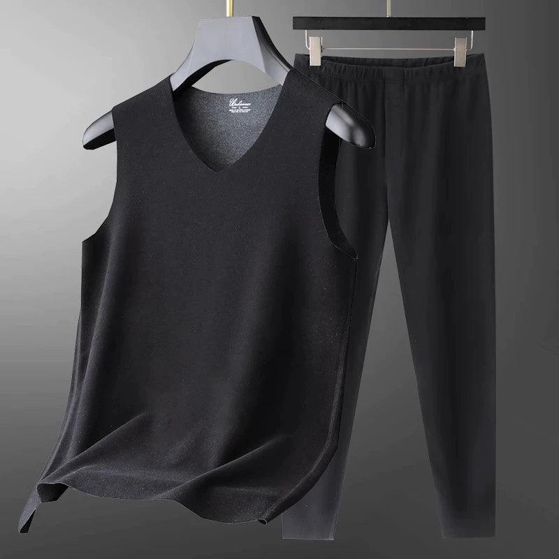 Men's 5A Cashmere Silk Thermal Vest Set - Thickened, Seamless, Plus Velvet - ClubOn