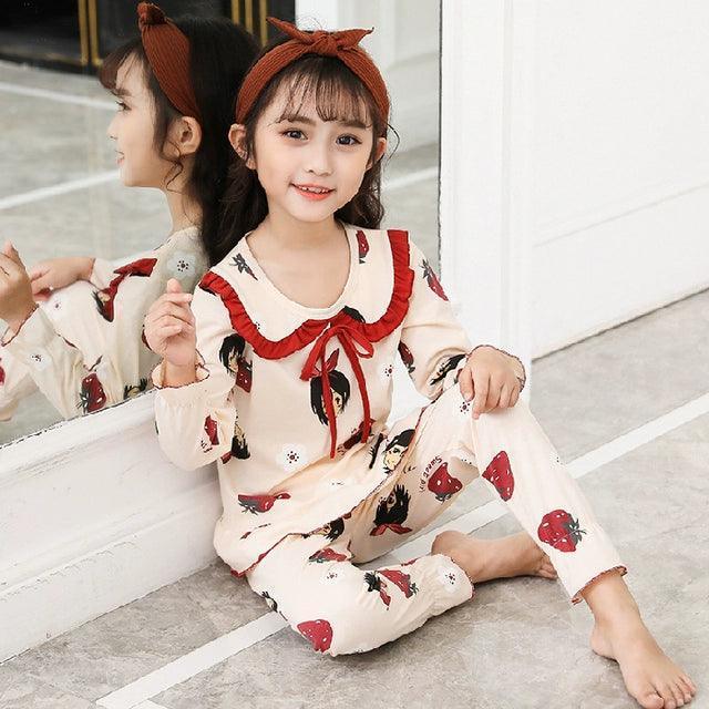 2-Piece Cotton Girls Pajama Set - Autumn Winter Long Sleeve - ClubOn