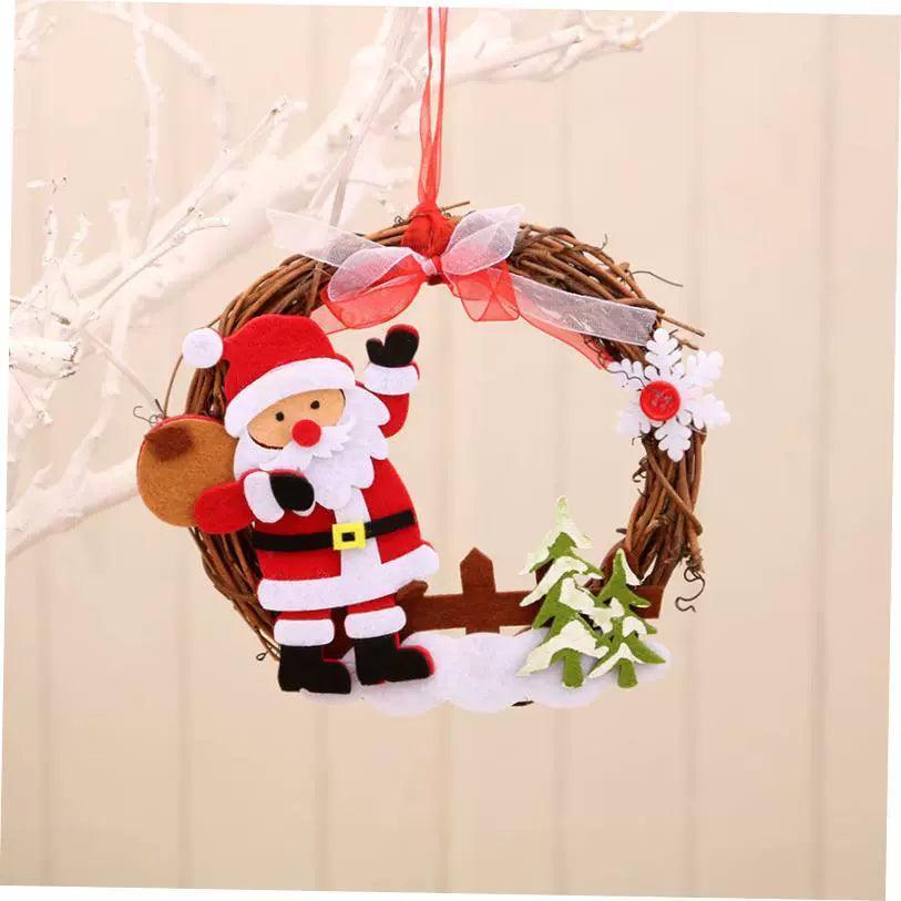 Christmas Wooden Rattan Wreath | Festive Garland for Holiday Decor - ClubOn