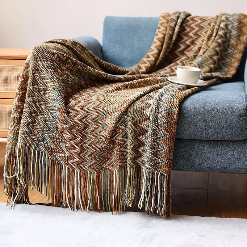 Bohemian Tassel Knitted Blanket – Sofa & Nap Throw - ClubOn