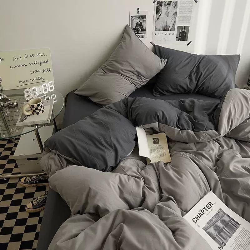 4-Piece Cotton Bedding Set – Queen Size Quilt, Duvet Cover & Sheets - ClubOn