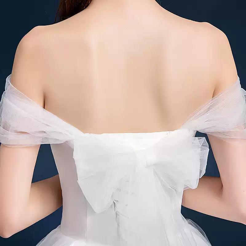 Plus-Size A-line Wedding Dress, Off-Shoulder, Puff Skirt for Brides - ClubOn