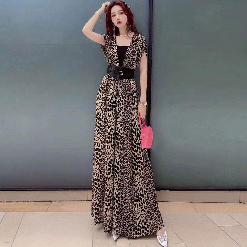 Retro Leopard Print Tube Top Jumpsuit for Women - ClubOn