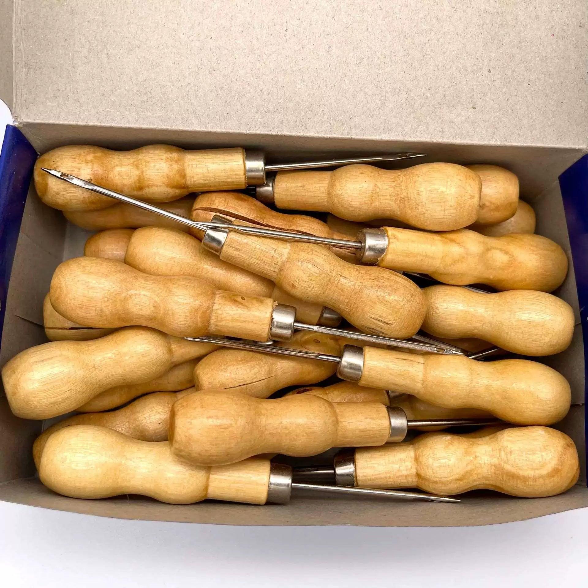 Wooden Handle Double Gourd Sole Perforated Needlework Tool - ClubOn