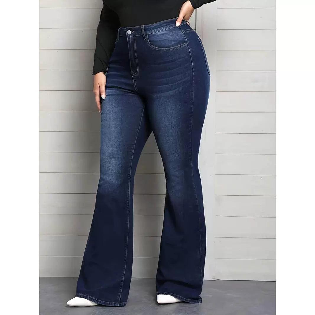 XL-5XL Fashion Elastic Plus Size Jeans - Women's Big Pants - ClubOn